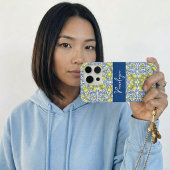 Lemon Mediterranean Blue White Tile Pattern iPhoneケース