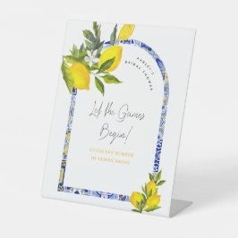 Lemon Mediterranean Boho Arch Bridal Shower Games 台座サイン
