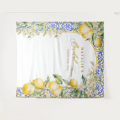 Lemon Mediterranean Bridal Shower Backdrop Photo タペストリー (正面(横))