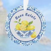Lemon Mediterranean Buon Natale Azulejo Blue Toile オーナメント