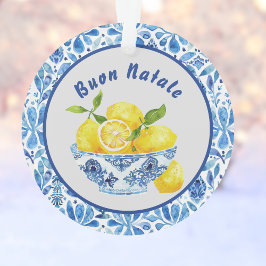 Lemon Mediterranean Buon Natale Azulejo Blue Toile オーナメント
