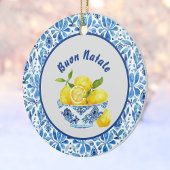 Lemon Mediterranean Buon Natale Azulejo Blue Toile セラミックオーナメント