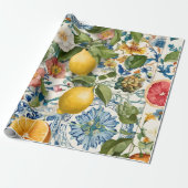Lemon Mediterranean Decorative Gift Wrap Paper ラッピングペーパー (アンロールド)