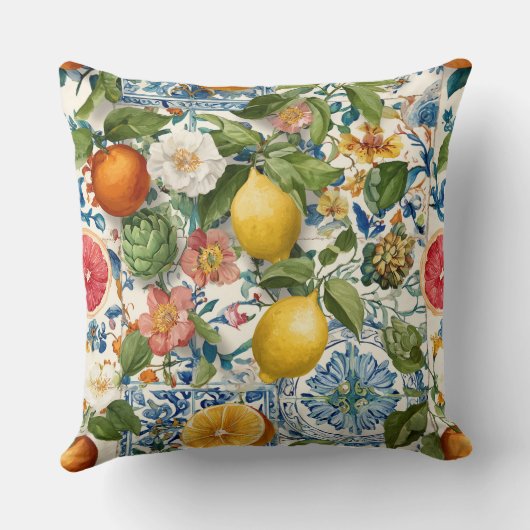 Lemon Mediterranean Decorative Throw Pillow  クッション (裏面)