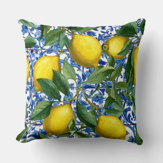 Lemon Mediterranean Decorative Throw Pillow  クッション