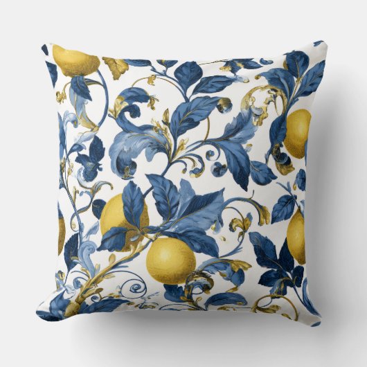 Lemon Mediterranean Decorative Throw Pillow  クッション (正面)