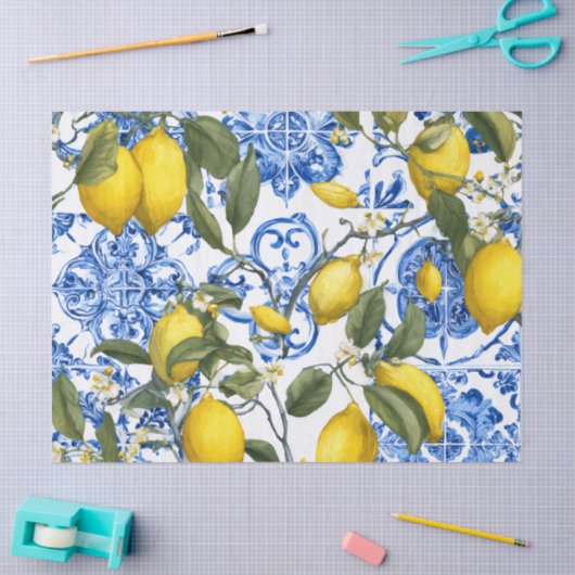 Lemon Mediterranean Decorative Tissue Wrap Paper 薄葉紙 (クラフト)