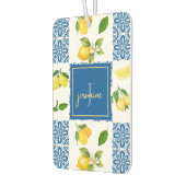 Lemon Monogram Name French Country Tile Pattern カーエアーフレッシュナー (左)