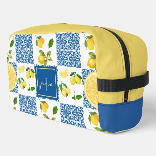 Lemon Monogram Name French Country Tile Pattern ドップキット (左コーナー)