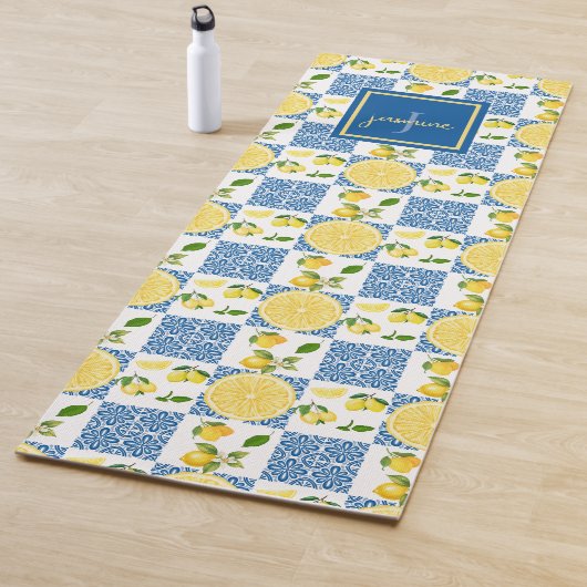Lemon Monogram Name French Country Tile Pattern ヨガマット (インサイチュ)