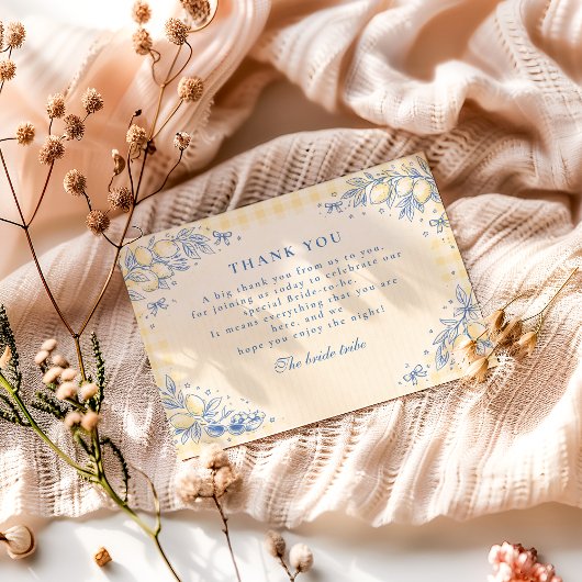 Lemon Olive Ciao Miss Bridal Shower サンキューカード