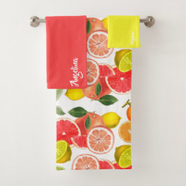 Lemon orange pink citrus Pattern name バスタオルセット