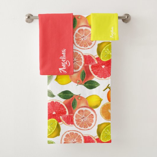 Lemon orange pink citrus Pattern name バスタオルセット (インサイチュ)