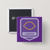 Lemon Outline Purple and Yellow Fruit 缶バッジ (正面&裏面)