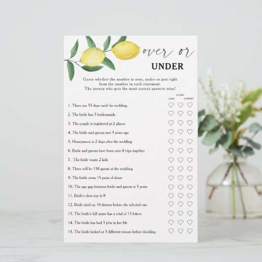 Lemon - Over or under bridal shower game (スタンド正面)