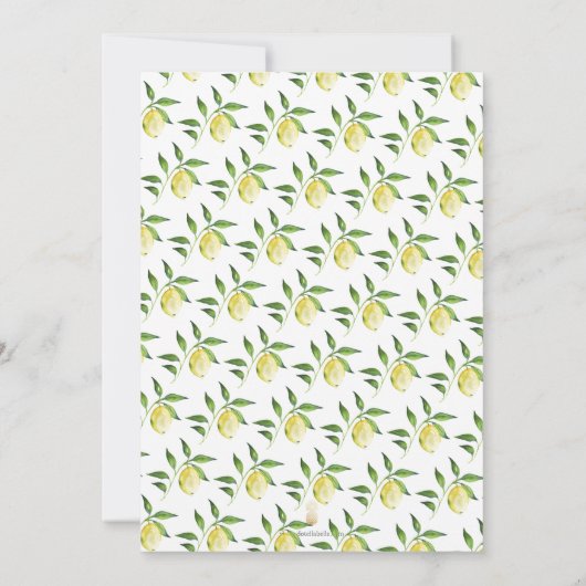 Lemon Pattern Bridal Shower Invitations 招待状 (裏面)