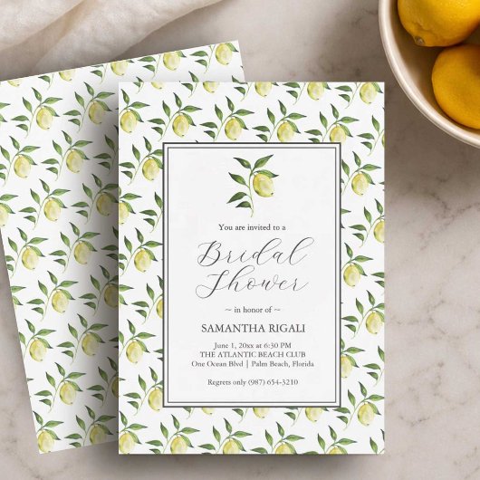 Lemon Pattern Bridal Shower Invitations 招待状