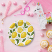 Lemon Pattern Design | Fresh Citrus Summer Print  ペーパープレート (パーティー)
