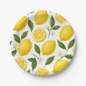 Lemon Pattern Design | Fresh Citrus Summer Print  ペーパープレート (正面)