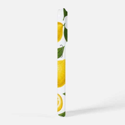 Lemon Pattern Design | Fresh Citrus Summer Print  iPhoneケース (右側面)