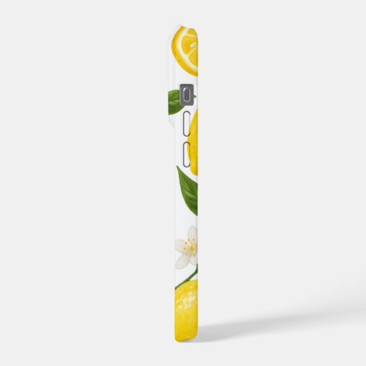 Lemon Pattern Design | Fresh Citrus Summer Print  iPhoneケース (左側面)