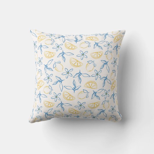 Lemon Pattern Hand Drawn Throw Pillow クッション (裏面)
