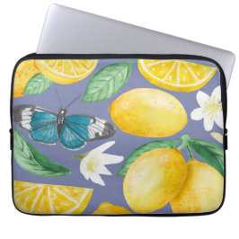 lemon pattern watercolor ラップトップスリーブ