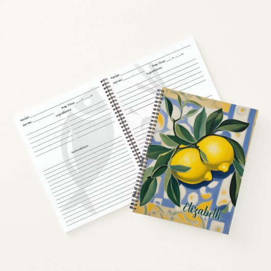Lemon Personalized Modern Style Recipe Book ノートブック (内部)