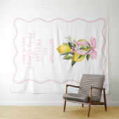 Lemon Pink Bow preppy Coquette Baby Shower welcome タペストリー (インサイチュ(横))