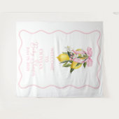 Lemon Pink Bow preppy Coquette Baby Shower welcome タペストリー (正面(横))
