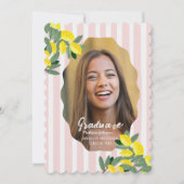 Lemon Pink Citrus Graduation Photo Announcement 招待状 (正面)