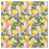 Lemon Pink Stripe Cotton Fabric ファブリック (見本)