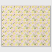 Lemon Pink Stripes Wrapping Paper ラッピングペーパー (フラット)