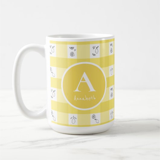 Lemon Plaid Monogram コーヒーマグカップ (左)