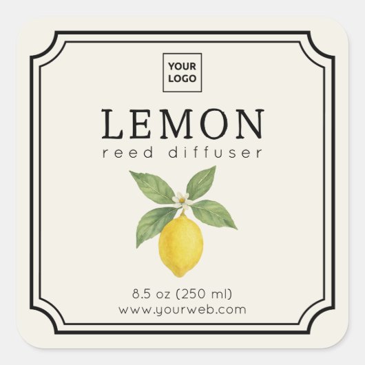 Lemon Reed Diffuser Label スクエアシール (正面)