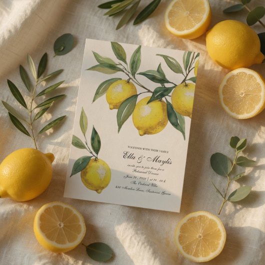 Lemon Rehearsal Dinner Invitation | Mediterranean  招待状
