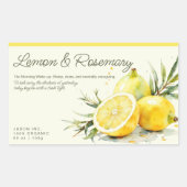 Lemon & Rosemary Organic Soap Sticker Label 長方形シール (正面)