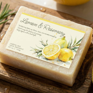 Lemon & Rosemary Organic Soap Sticker Label 長方形シール