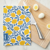Lemon Rustic Farmhouse French Country Monogram キッチンタオル (四つ折り)