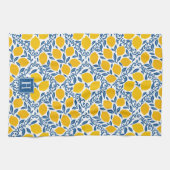 Lemon Rustic Farmhouse French Country Monogram キッチンタオル (横)