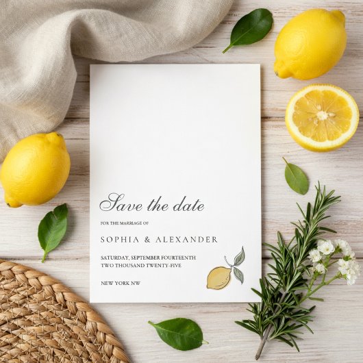 Lemon Save the Date Wedding Card | Amalfi Coast  招待状