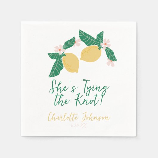 Lemon She's Tying the Knot Bridal Shower スタンダードカクテルナプキン (正面)