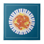 Lemon Shrimp Coastal Kitchen Decor Tile タイル (正面)