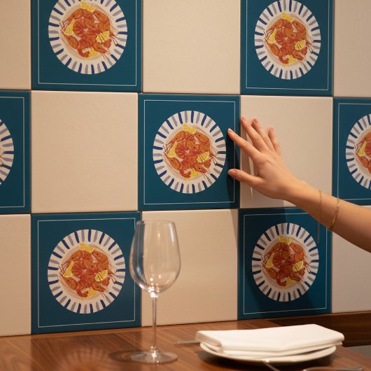 Lemon Shrimp Coastal Kitchen Decor Tile タイル