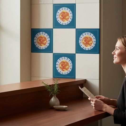 Lemon Shrimp Coastal Kitchen Decor Tile タイル