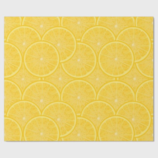 Lemon Slice Citrus Fruit Yellow Wrapping Paper ラッピングペーパー (フラット)
