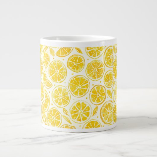 Lemon Slice Full Pattern Bright Yellow Kitchen Mug ジャンボコーヒーマグカップ (正面)