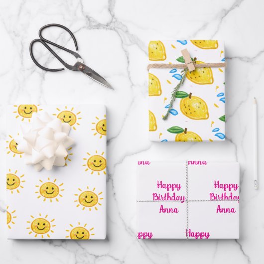 Lemon Summer them Birthday  ラッピングペーパーシート (正面)