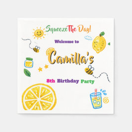 Lemon Summer Theme Kids Birthday  スタンダードカクテルナプキン