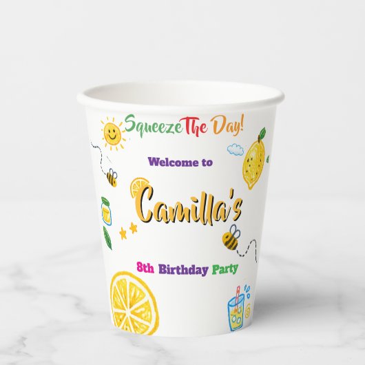 Lemon Summer Theme Kids Birthday  紙コップ (正面)
